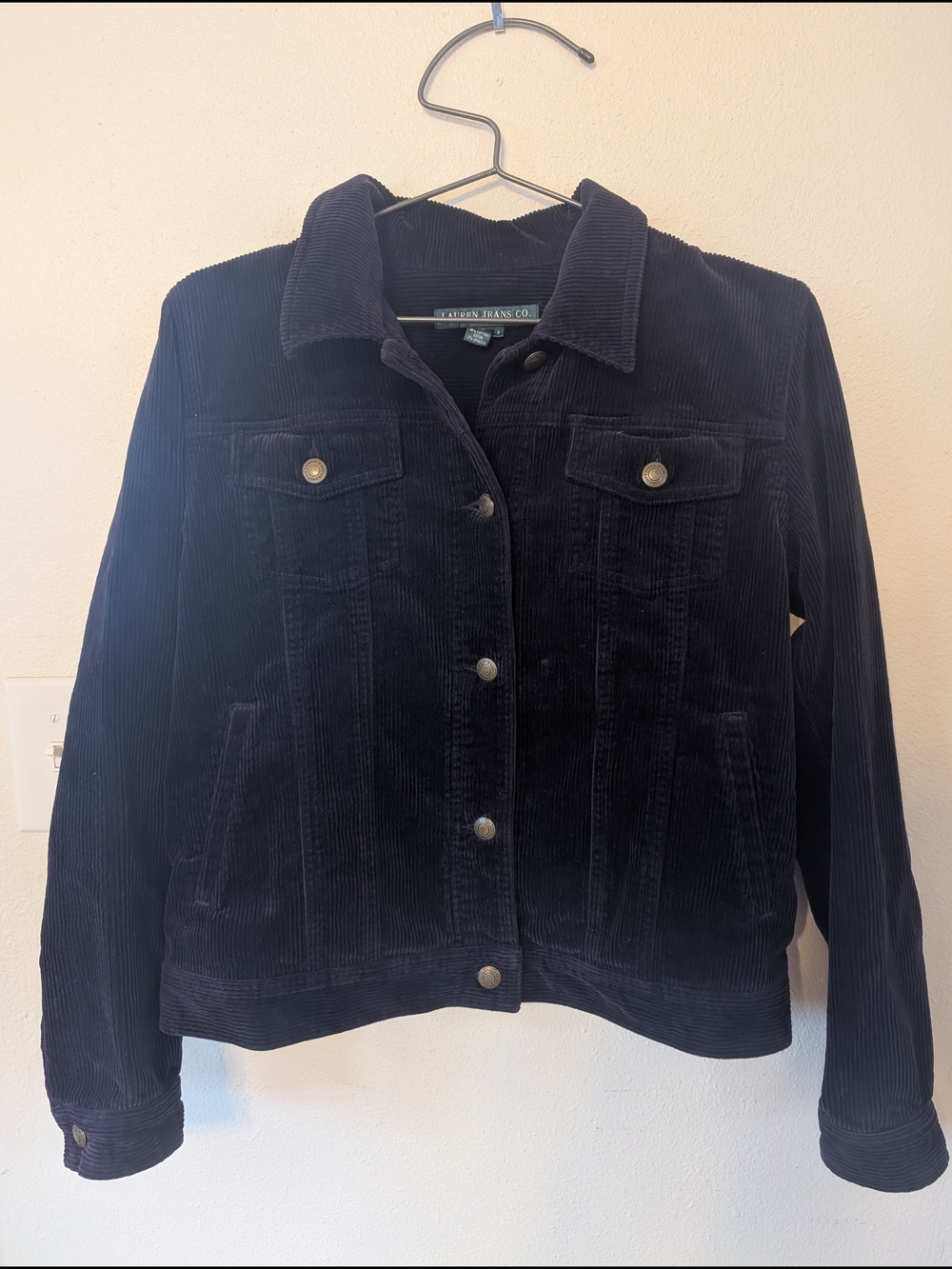Vintage Lauren Ralph Lauren Navy Corduroy Trucker Jacket Women's Small